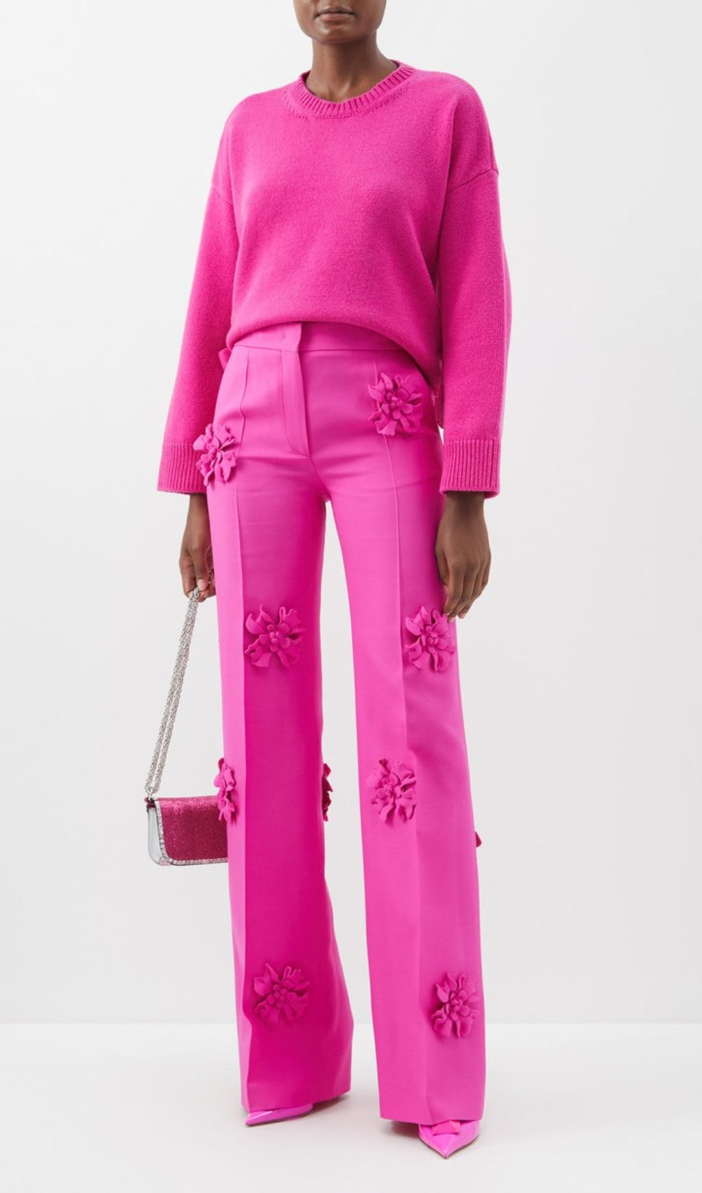 STEREO FLOWER MID-RISE JEANS in Pink