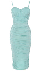 Strapy Waist-Tightening Corset Dress in Mint Green