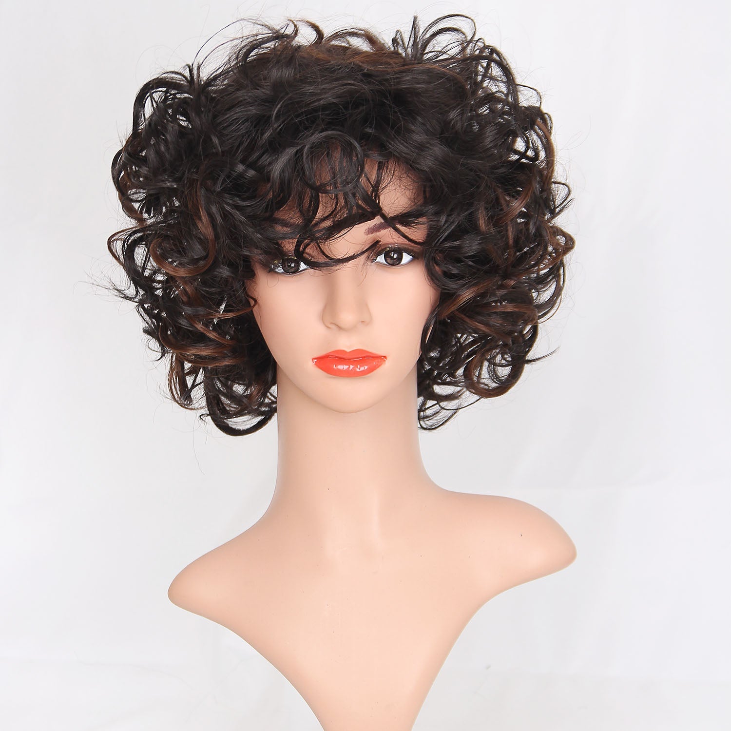 Women's short curly hair wig headgear