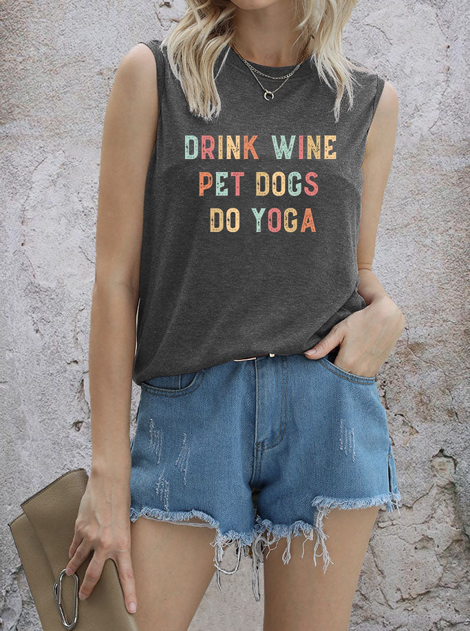 DRINK WINE PET DOCS DO YOGA T-shirt