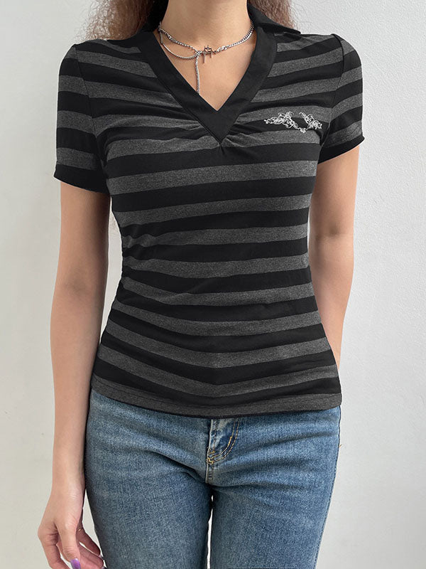 V-neck Striped T-shirt