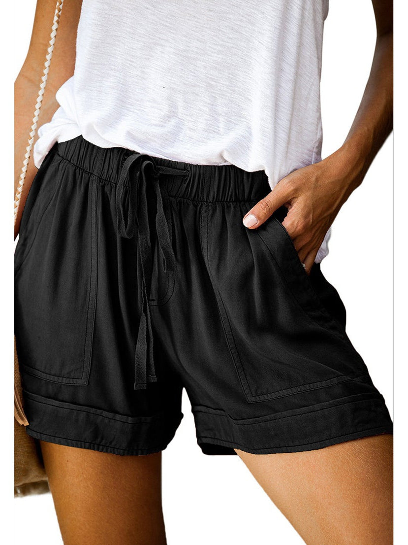 Sommerhose mit hoher Taille und geradem Bein 