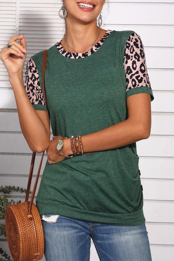 Leopard Patchwork Green T-shirt