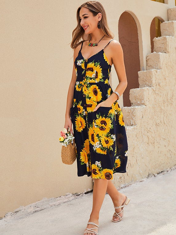 Kleid mit Sonnenblumen-Print 