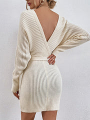 V-neck Knitted Sweater Dresses