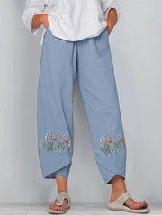 Printed Elastic Waist Pocket Trousers