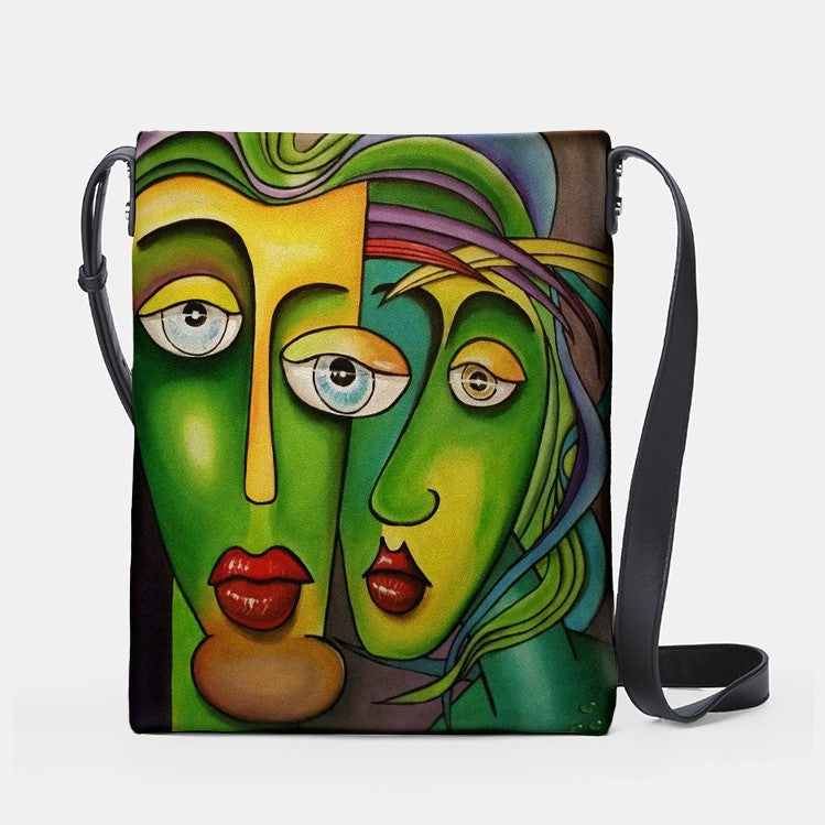 Retro double-sided color printing abstract picture female bag