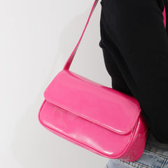 Baguette underarm bag candy color patent leather one-shoulder female bag