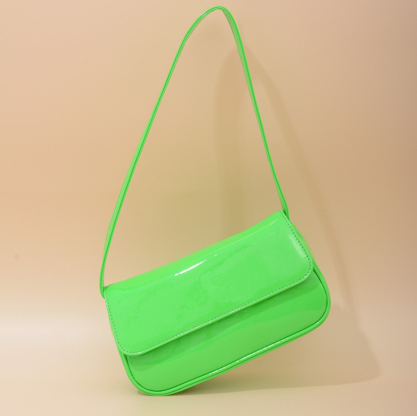 Baguette underarm bag candy color patent leather one-shoulder female bag