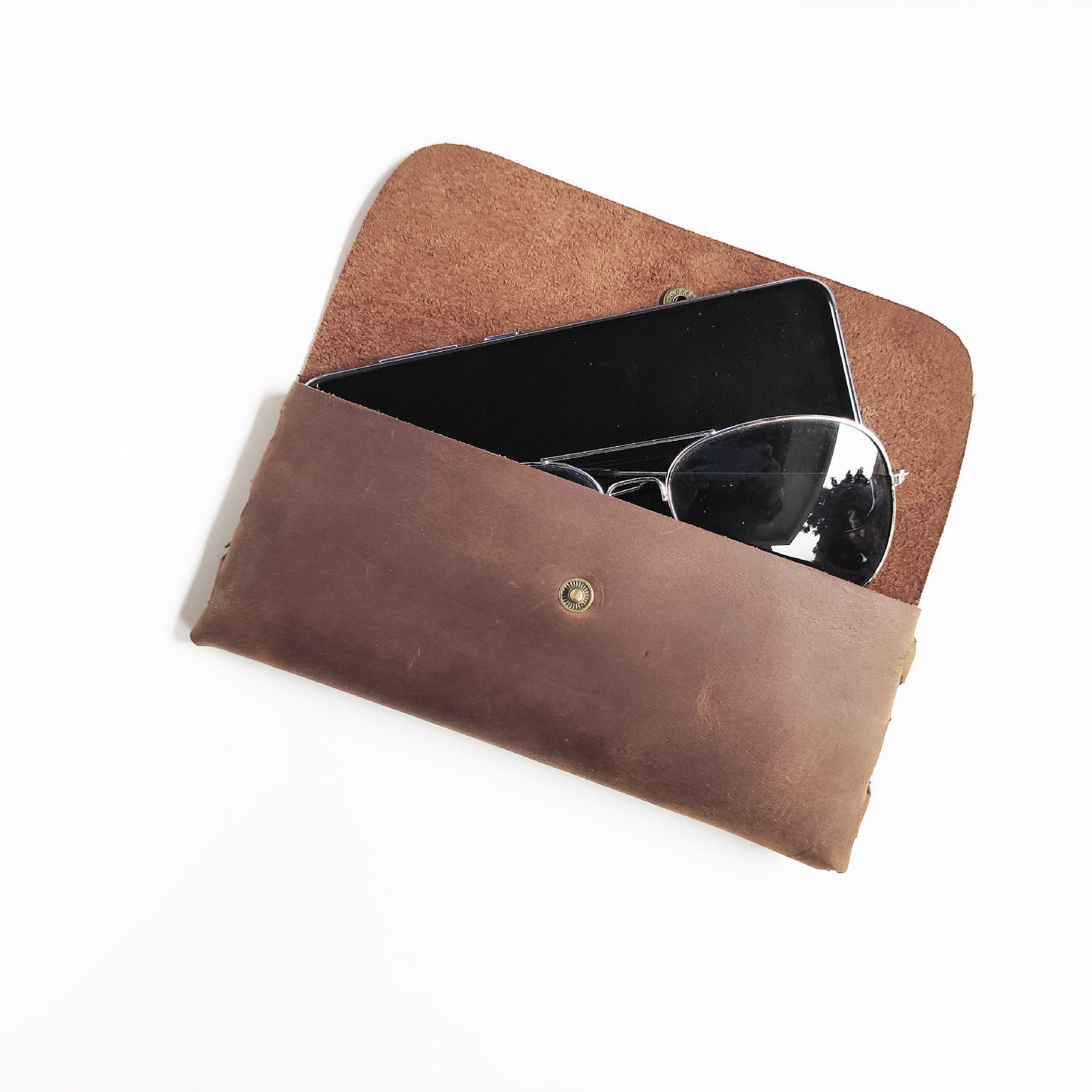Simple cowhide wallet mobile phone glasses bag