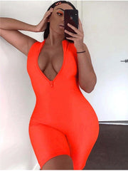 Sleeveless Nightclub Fluorescent Jumpsuit