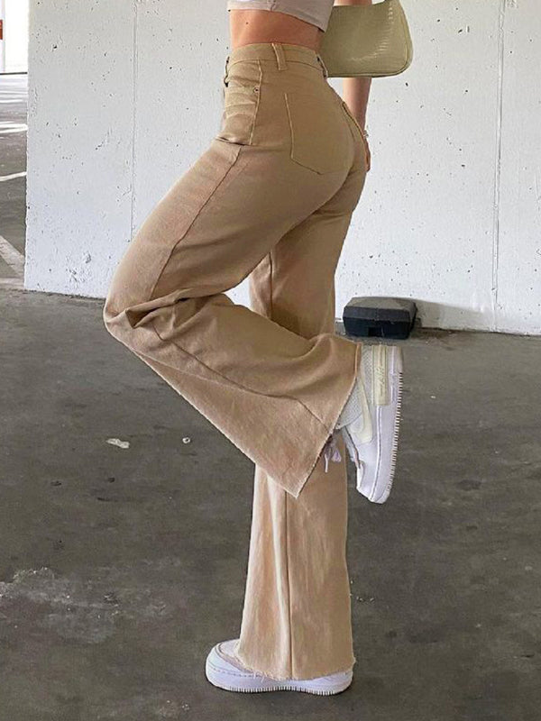 Solid Color Straight Casual Pants