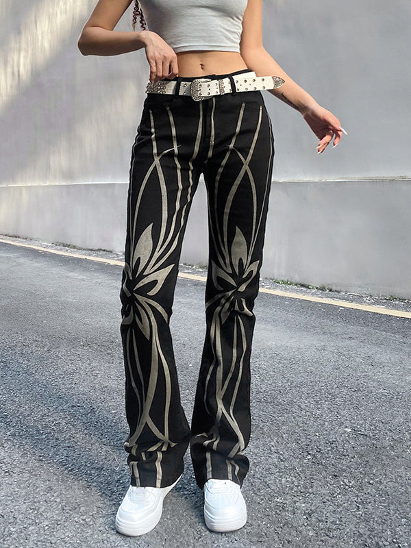 Pantalones casuales tipo pull-up con contraste de colores de calle 