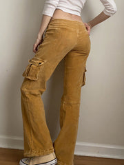 Retro Cargo Pocket Hot Girl Street Hipster Corduroy Pants
