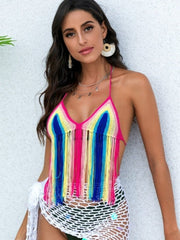 Top de crochet con cuello halter y colores 