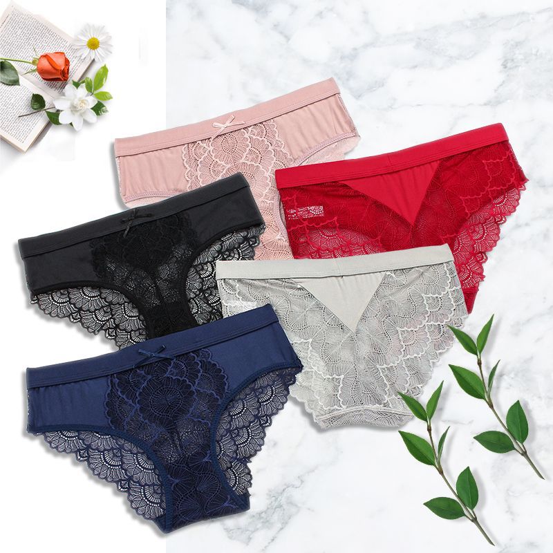 5pack Scallop Trim Lace Panty