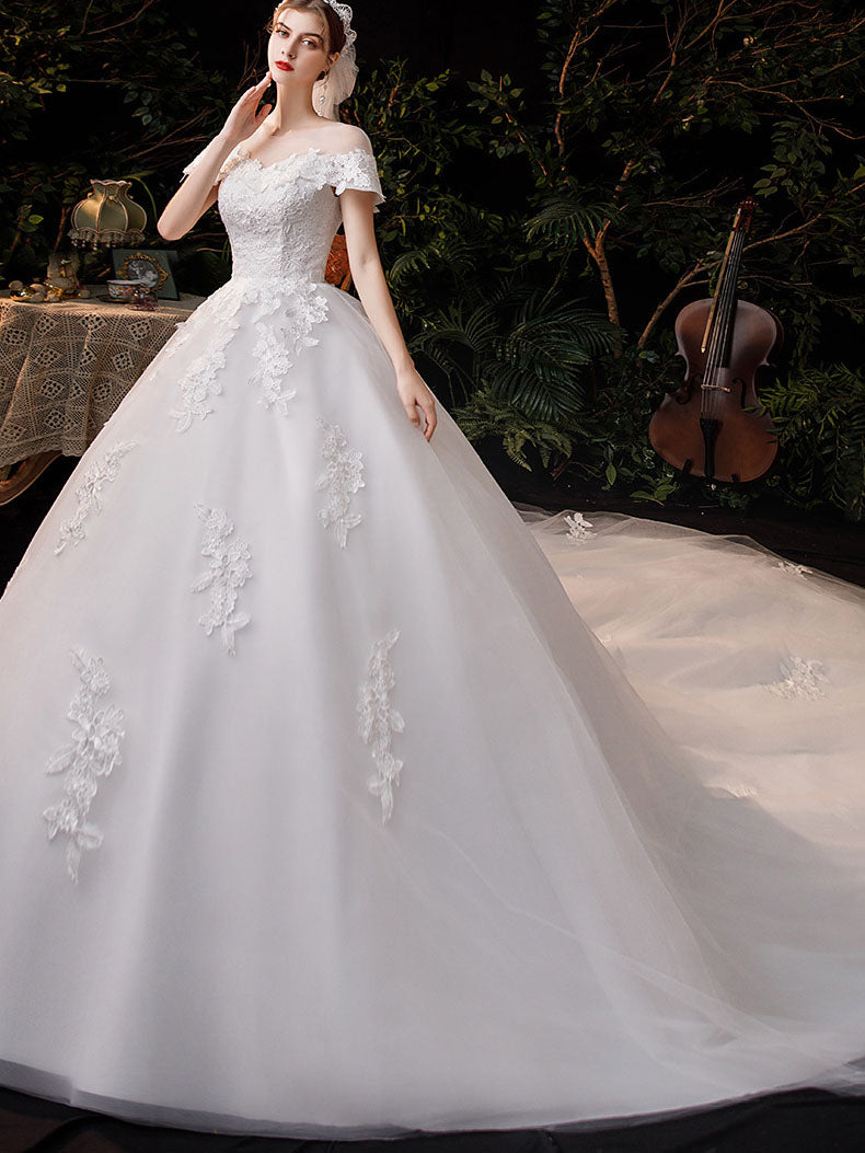 Super Fairy Big Tail Dream Temperament Knot Wedding Dress