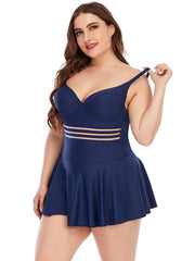 Plus One Piece Swimsuit Solid Swimsuit