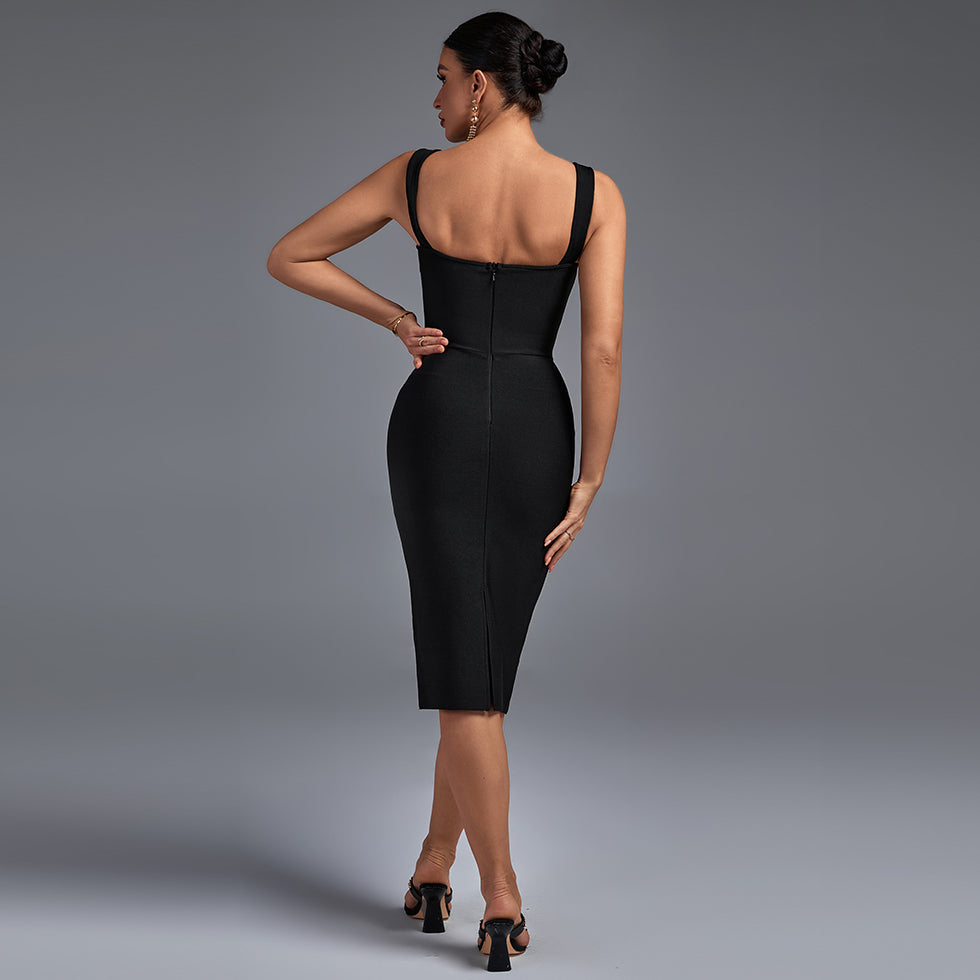 Strappy Sleeveless Backless Midi Bandage Dress