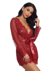 See-through Cardigan Long-sleeved Nightgown