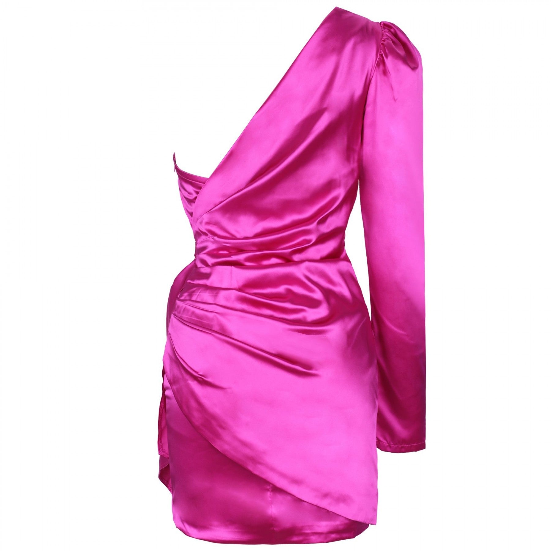 Vestido mini ajustado asimétrico de manga larga con un solo hombro HI1105