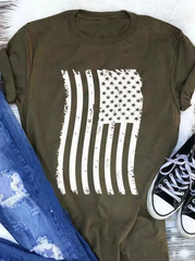 American Flag O-Neck T-Shirt Tee