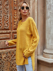 Round Neck Solid Color Sweater