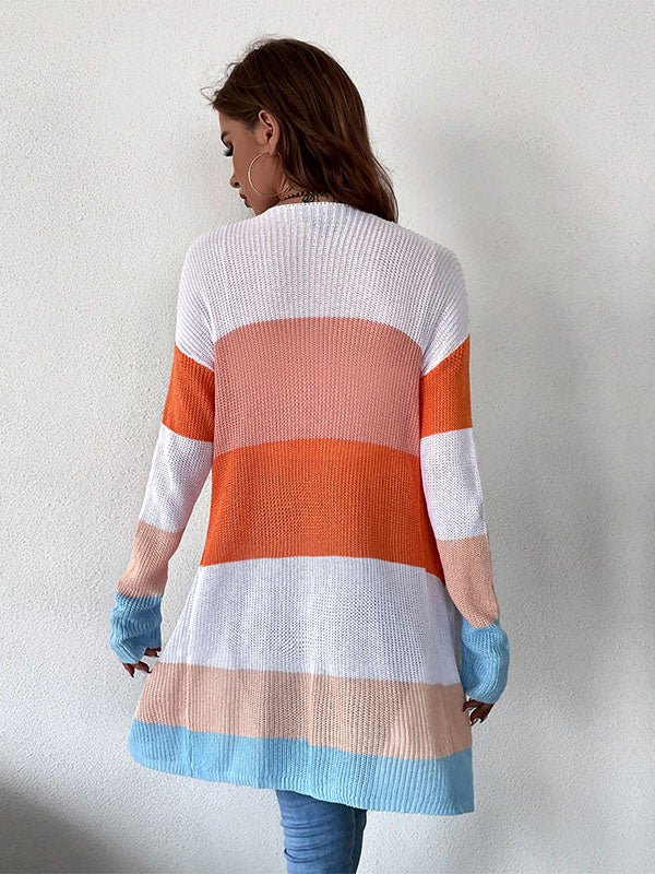 Color-coded Knitted Cardigan Sweater