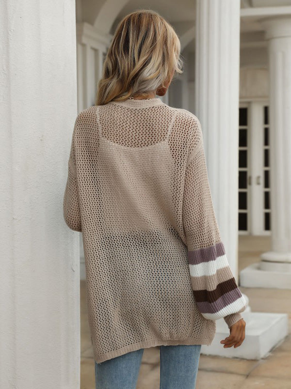 Color Blocking Loose Hollow Sweater