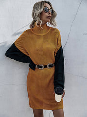 Knitted Slim Fit Colorblock Sweater