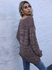 Solid Color V-Neck Knit Sweater