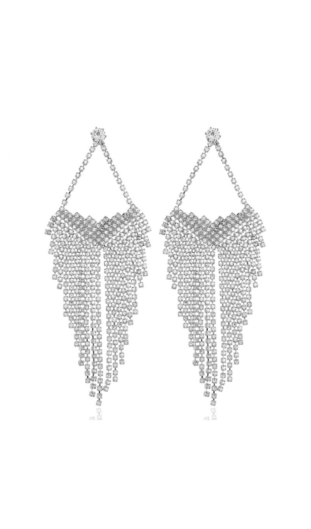 Silver Statement TearDrop Tassel Earrings