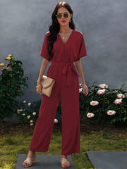 Tie Waist Solid Jumpsuit