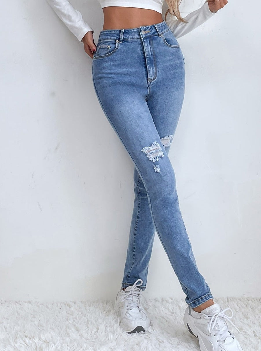 Denim Trousers with Small Feet