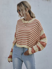 Striped Loose Knit Short Sweater