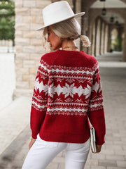 Round Neck Red Christmas Sweater