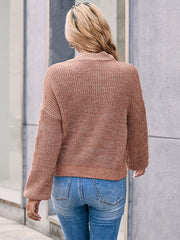 Knitted Solid Color Lapel Sweater