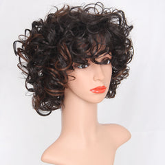 Women's short curly hair wig headgear