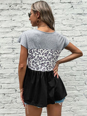 Leopard Print Loose Round Neck T-shirt