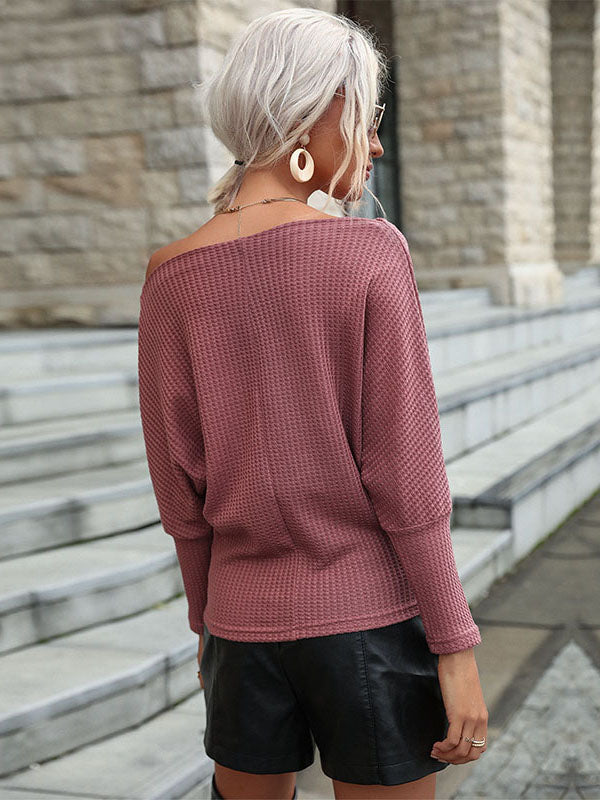 Solid Color One Neck Knitted Sweater