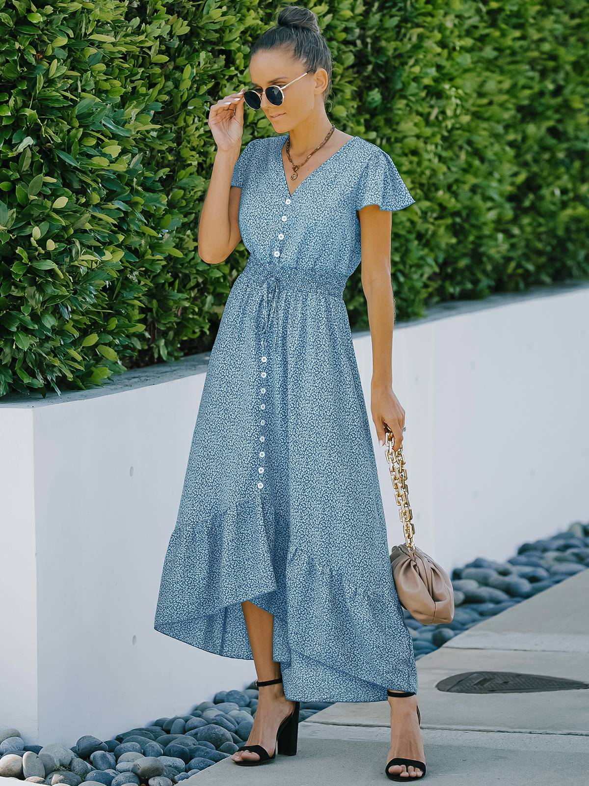 Chiffonkleid mit Rüschen 