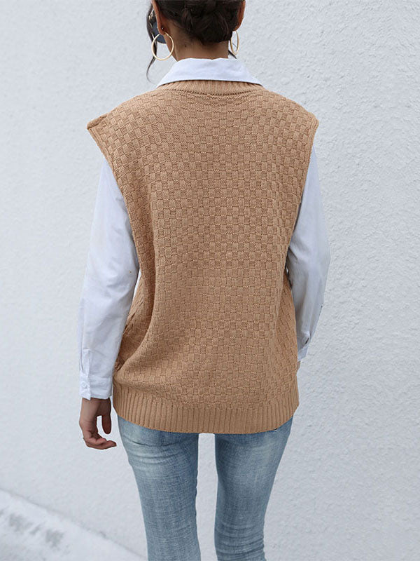 Solid Color Knitted Twist Vest