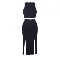 V Neck Sleeveless Tassels Over Knee Bandage Set