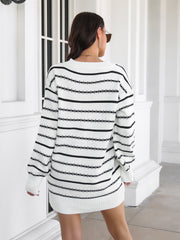 Striped long sleeve loose knit dress