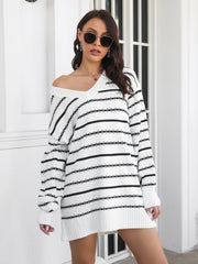 Striped long sleeve loose knit dress