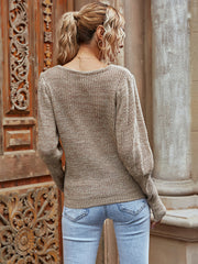 Round Neck Solid Color Women's Knitted Sweater