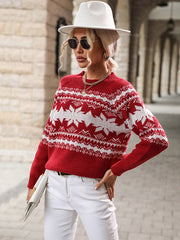 Round Neck Red Christmas Sweater