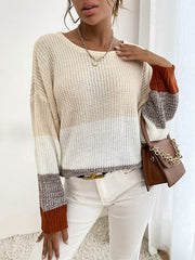 Round Neck Collar Collision Knitted Sweater