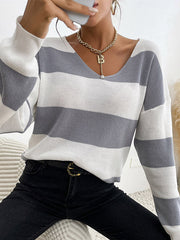 Collision Color v-neck Thin Sweater