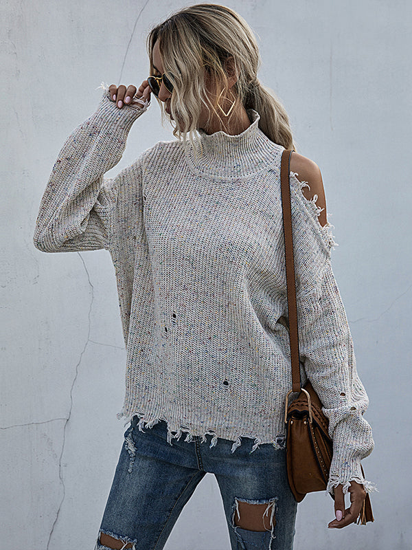 Ripped Long Sleeve Autumn Knitted Sweater